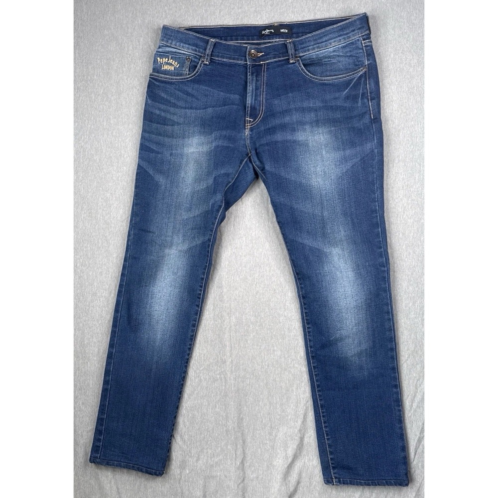 Pepe Jeans London Mens Blue Denim 38x32 Hatch Casual Stretch